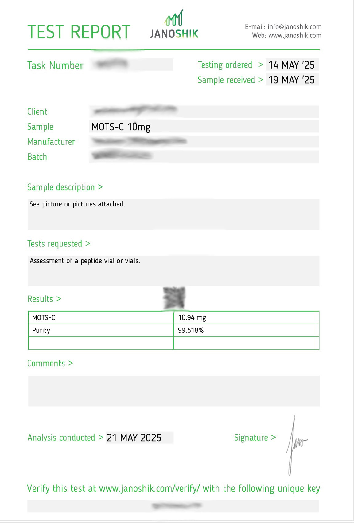 MOTS-C 10MG Lab Report