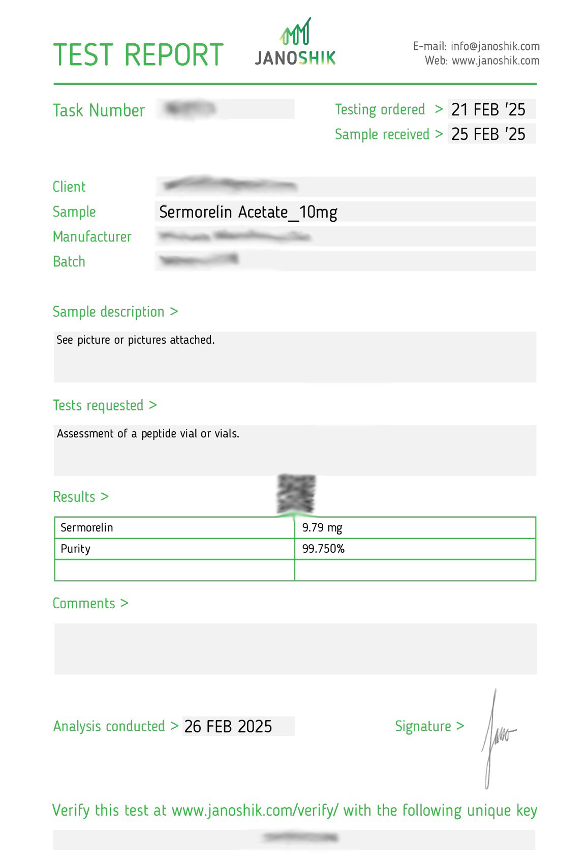 Sermorelin 10MG Lab Report
