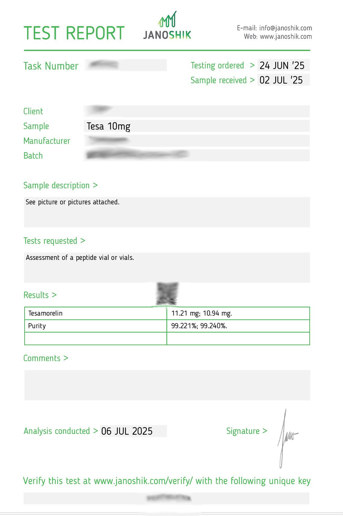 Tesamorelin 10MG Lab Report